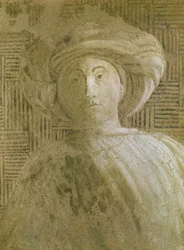 O Sacrifício e Euforia de Noé (detalhe da cabeça de Sem), 1446-8 (afresco transferido para a tela)